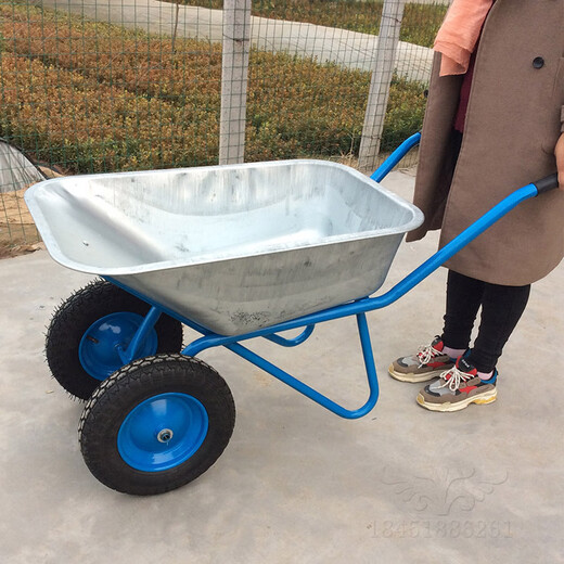 UNISWER Trolley Baustelle landwirtschaftlicher Sand- und Boden -Baukipper Müllmüll Handhabung Garten Humanressourcen Doppelradwagen Blue Trolley (Luftrad)