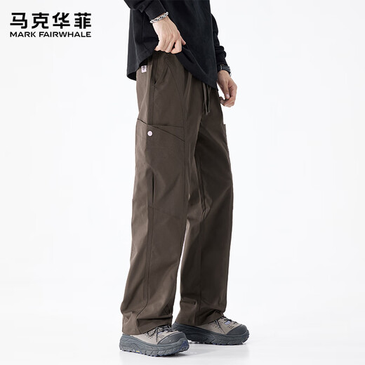 Mark Huafei Casual Pants Men's 2025 Autumn and Winter Work Wear Wide Leg Pants American Trendy Straight Long Pants Earth Color L