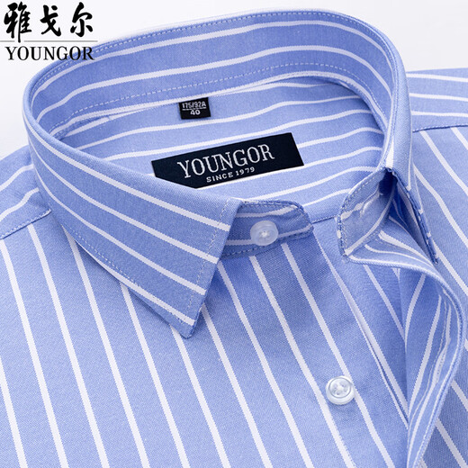 CEO雅戈尔棉男士短袖衬衫2025夏季新款商务休闲格子条纹衬衣 DX6626 M 38码/身高约165C 建议100-120