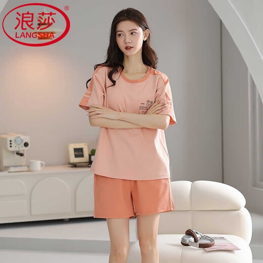 Langsha (Langsha) komfortable reine Baumwollsommer-Pyjama-Pullover Pullover Pyjamas Kurzarmshorts bequemer lässiger Home-Kleidungsstück Z9856 m [Vorgeschlagen 80-100Jin [Jin gleich 0,5 kg] tragen]