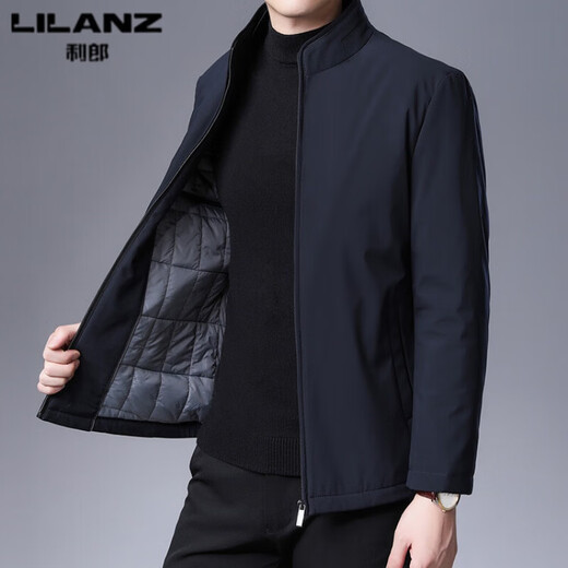 Lilan Men's 2025 Spring and Autumn New Stand Collar Jacket Men's Cotton Jacket Fashion Business Casual Cotton Jacket Men's Trend 8610 Navy Blue (Stand Collar and Cotton) M 170