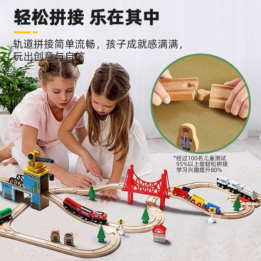 
Compatible with hape train track toy expansion pack accessories wooden building blocks children's train electric track wood pure track version 45PCS train track spiral garage