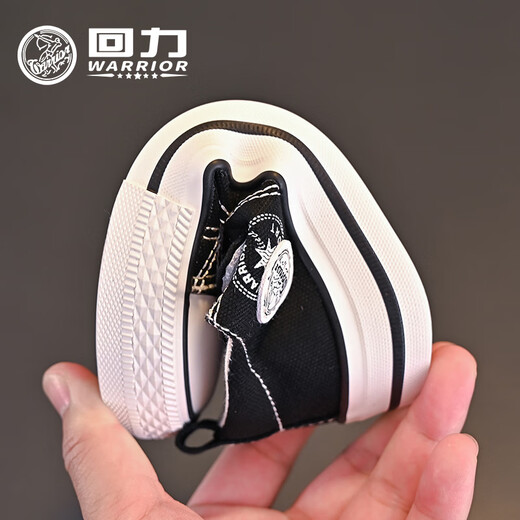 Pull back children's canvas shoes for boys and girls, casual shoes, light and breathable Velcro, medium and large children's shoes, black 26