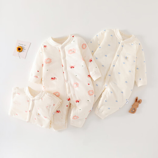 
Seven-picked daisy 40g cotton onesie baby onesie in autumn and winter boneless clothes thin cotton medium-thick climbing clothes one-piece warm outing clothes X6624 rice-bottomed bear strawberry 40g one-piece cotton jacket size 80 (16-19Jin [Jin equals 0.5 kg] suitable)