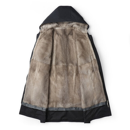 Caesars Pygie Mink Innen unten Herrenfell Nerzmantel Voller Nerkenhaube Nickelmantel Abnehmbarer innerer unten Navy xl