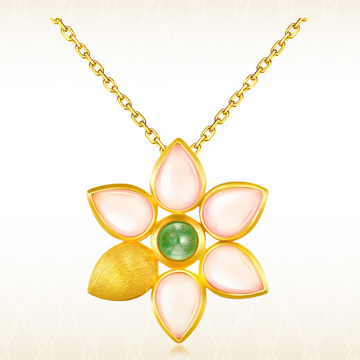 YIBIY2025 latest colorful Chinese lotus gold pure gold pendant as a gift for your girlfriend, pink - Chinese lotus