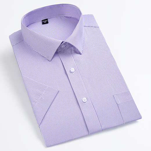 Montagut haut de gamme sans fer mince Stripe papa shirt masculin à manches courtes commerciales occasionnelles de travail de travail de travail à demi-manche