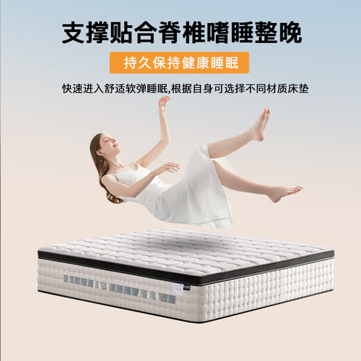 海马福宝床垫天然乳胶席梦思独立弹簧椰棕家用床垫子软硬两用可定制 偏硬护脊D款厚22cm 独立弹簧+棕 1350mm*1900mm