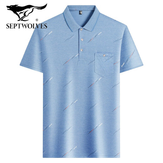 SEPTSWOLDES (Septembrewolves) T-shirt à manches courtes pour hommes à manches courtes d'âge moyen Polo mince Polo Polo d'âge moyen et âgé de glace à moitié à manches mises à manche