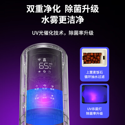 South Sandwich German quality humidifier air purifier all-in-one rhinitis plus water household large capacity office bedroom air-conditioned room pregnant women and babies intelligent purification and sterilization model A09-elegant white