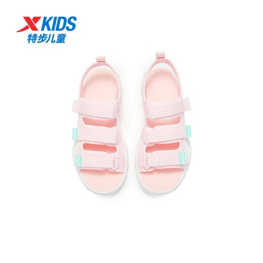 Xtep children's beach shoes for summer for girls, middle and large children with strap design for easy putting on and taking off, comfortable, breathable, fashionable and versatile sandals, ice cream pink/classic white 36