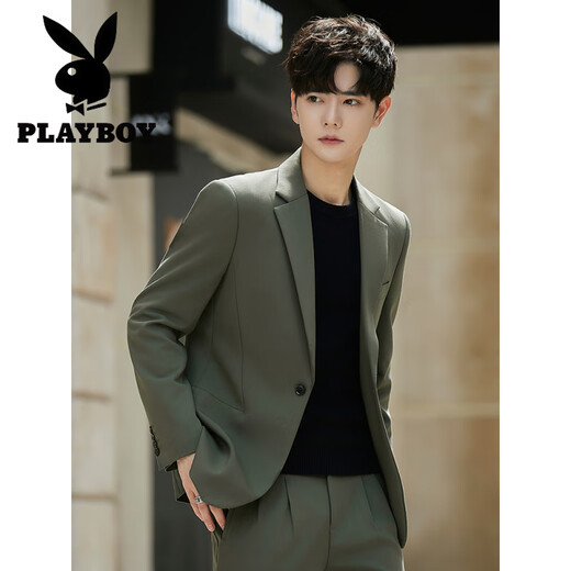 花花公子（PLAYBOY）休闲小西装外套男痞帅韩版潮流白色单西上衣修身男士正装西服套装 黑色单西 M 110斤以下