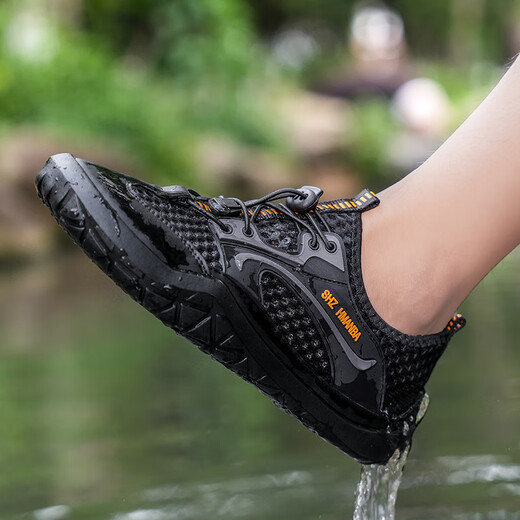 Remtin hollow summer men's shoes new sandals mesh non-slip breathable casual outdoor large net sports shoes 1276 gray (recommended to increase one size to shoot) 39