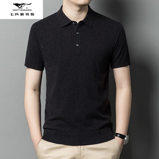 Siete lobo puro cárdigan de manga corta primavera casual y otoño delgada boutique boutique suéter de mante manga camisa top molan 3xl 185-