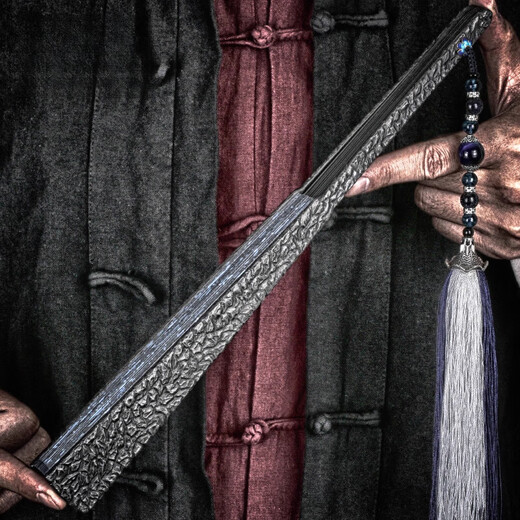 German quality titanium alloy kung fu fan ancient style high-end exquisite folding fan stone pattern martial arts kung fu iron fan steel bone anti-stone pattern nine-inch snake repair