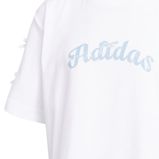 Adidas (adidas) Kinderkleidung Mädchen T-Shirt 25 Sommer 101 Spot Hundegelenksmarke-gestalteten Bogen Kinder Pure Cotton Kurzarm KG6626 KG6625 Weiß 150 (Tag 152)