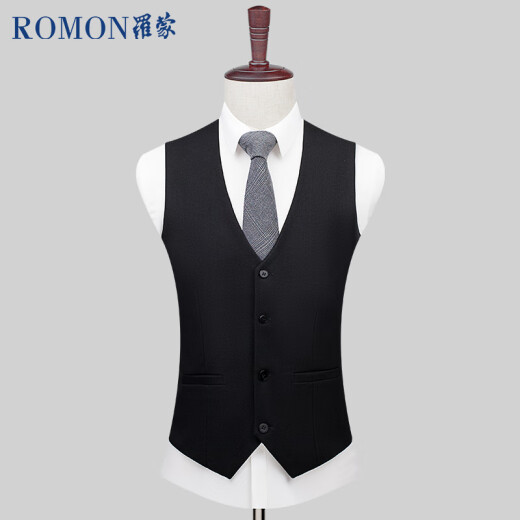 罗蒙（ROMON）【含羊毛】西装马甲男士商务正装马夹背心坎肩西服男装藏青色3XL