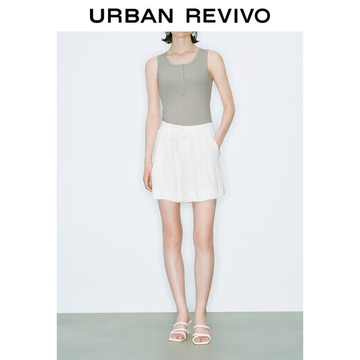 
UR2025 summer new women's clothing fashion temperament commuting versatile three-dimensional compressed shorts UWM650045 white S