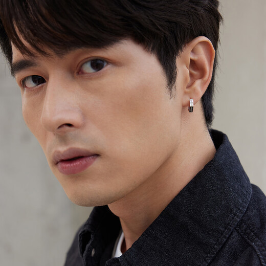 Lukfook Jewelry Platinum 950 Grass Pattern Platinum Earrings Men's (Single) Earrings Price Approximately 2.55g