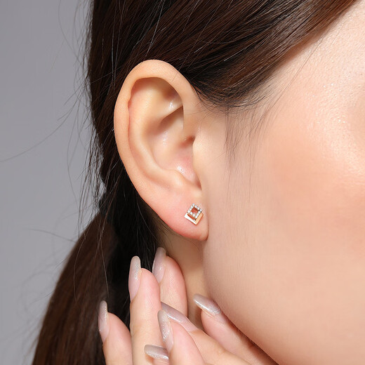 Chao Acer rhombus 18K gold diamond stud earrings for women color gold rose gold earrings for girlfriend birthday gift TK