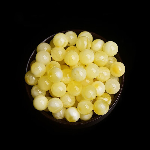 OEMG raw ore Russian chicken fat yellow beeswax single bead accessories old barrel beads fidelity amber single top bead with loose beads full honey round bead one + national inspection certificate 12mm