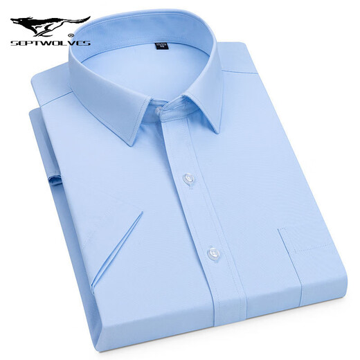 Septwolves Shirt Herren kurzärmeligte Baumwollgeschäft formelle Karriere als Büroangestellte Karriere halbärmelig Hemd DX6630 38