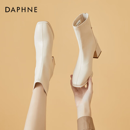 
Daphne (DAPHNE) short boots for women British style thick heels high heels autumn 2025 new versatile women's boots off white 37 (235mm) standard code