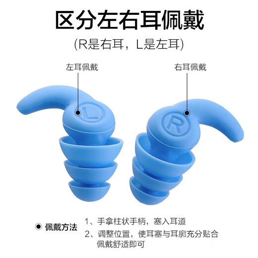 First idea of waterproof earplugs, otitis media, bathing and swimming earplugs, bathing ears, waterproof adult silicone earmuffs, fourth generation silicone earplugs, blue, 1 pair