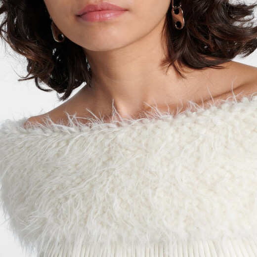 Jean Paul Gaultier Rib Treed Faux Fur Top Top P01072608 White XXS CN 155/80