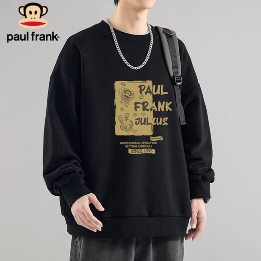 Paul Frank sweatshirt men's spring and autumn crew neck pullover long-sleeved T-shirt men's bottoming shirt jacket men's black 3XL