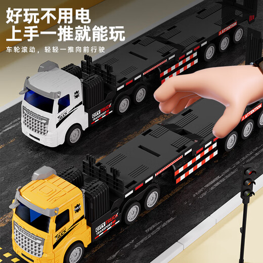 Zhouke Remote Control Truck Super Heavy Duty Semi-trailer Electric Children's Car Trailer Tractor Cargo Truck Flatbed Children's Electric Car Red Upgraded 42cm Flatbed Truck Lucky Red Package 1 Single Rechargeable Battery + 1 Charging Cable