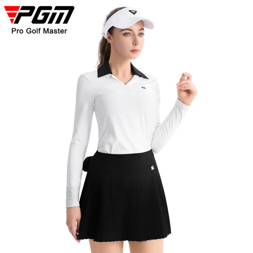 
PGM golf clothing women's base shirt long-sleeved T-shirt vertical texture high elastic and soft YF695-white S