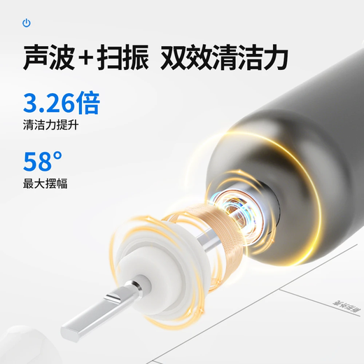 Oaks Blue Light Sweeping Electric Toothbrush S02 White + 2 Brush Heads Long Battery Life Soft Bristles Comfortable Whitening Deep Cleaning Gum Protection Adult Couple Birthday Gift 2 Pack