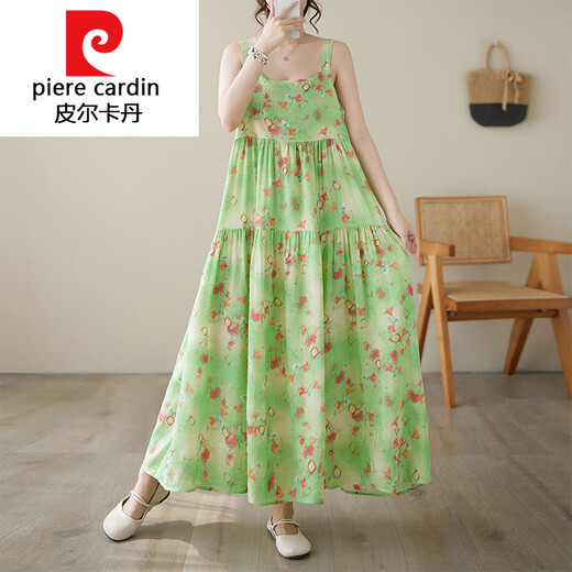 皮尔卡丹（pierre cardin）针织2025潮流夏季波西米亚小碎花拼接吊带连衣裙女宽松显瘦大摆蛋 1105 均码 大