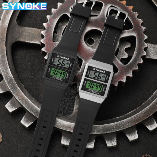 Shinuoke Student Electronic Watch Thin Design Retro Classic Black Watch wasserdichte leuchtende Sport -Männer Uhr 9896 Schwarz