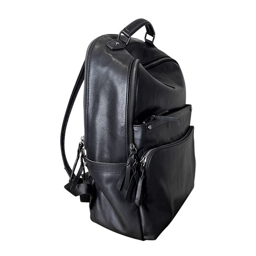 欧伦驰（OULUNCHI）真皮背包男士双肩包大容量商务出差旅行包头层牛皮高级感电脑书包 黑色 33*16*47CM