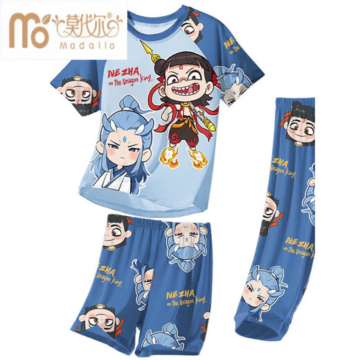 Modal Kinderpyjama Little Boy Dünne Sommerjunge mittelgroß und große Kinder dreiteilige Heimkleidung Nezha Spring- und Sommer 1m-ST-12347 170 1708 Größen (100-110) cm