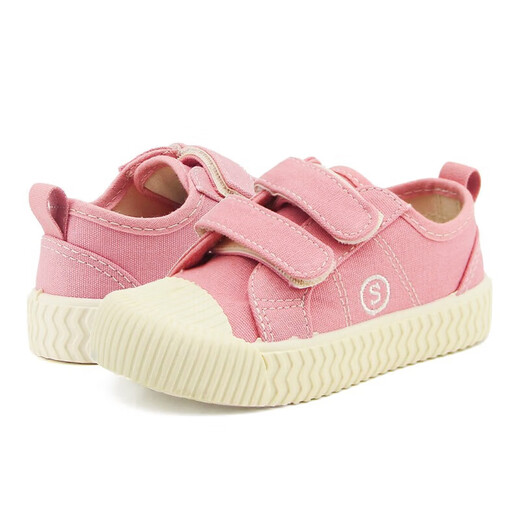 TOPSTAR children's canvas shoes, white shoes, kindergarten biscuit shoes, sneakers, soft sole baby shoes, pink 27, inner length 17.5cm, recommended foot length 16.5cm