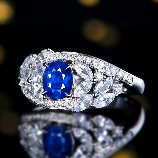 HEEKAIYI Royal Sapphire Ring Women's 18K Diamond Ring Luxurious Chinese Valentine's Day Birthday Gift for Wife and Girlfriend <Supports Customization> 0.9 carat The ring can be changed, please contact customer service