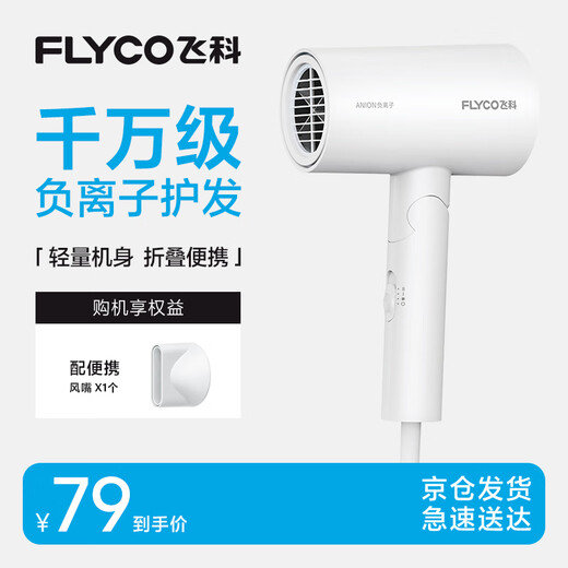 FLYCO negative ion hair dryer home portable travel fast drying hot and cold air high power hair dryer FH6276