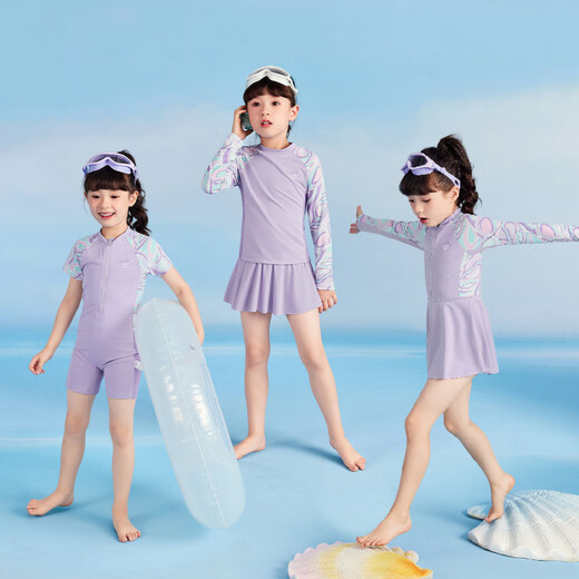 JELLYBABY new cool girl's swimsuit summer short-sleeved sun protection swimsuit big children's trendy swimsuit summer purple-JSG52975 120 cm