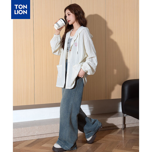 Tang Shi Frauen Textur Stoff Kapuze Kurzdünne Jacke Wp cremig s