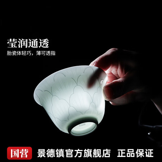 Jingdezhen (jdz) Ceramic Covered Bowl Yingqing Sculpture Household Sancai Covered Bowl Chinese Kung Fu Tea Set High-Looking Tea Bowl High-End Gift