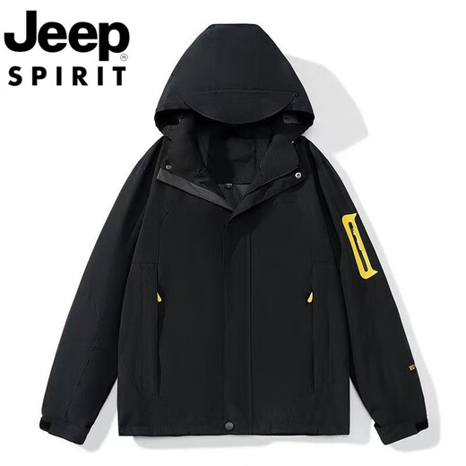 吉普（JEEP）冲锋衣男女秋冬新款防水防风衣外套情侣户外休闲运动登山外套 女款象牙白【 两件套 女M(建议80-90斤)