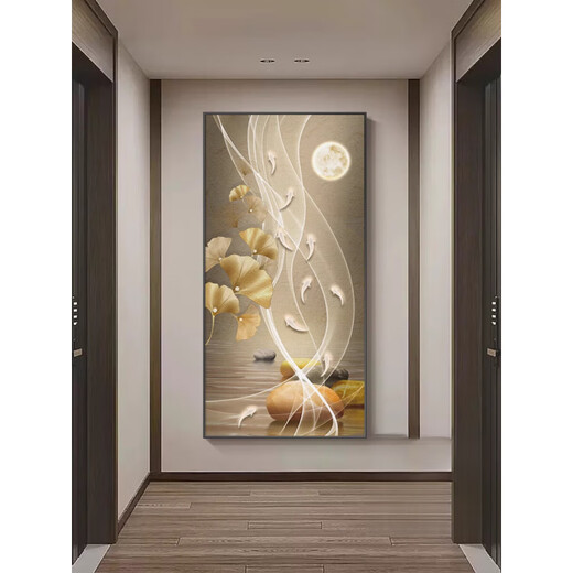 
KAOOSEEN entrance decoration painting facing the door 2024 sense vertical version entrance decoration painting modern light luxury meaning good corridor passing (Jiuyu Happiness) 135751 60*120 Local rich gold frame crystal porcelain painting (crystal porcelain craft + handmade diamond inlay