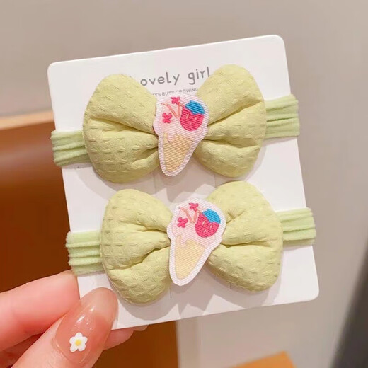 Manfu language cute cartoon children's hair tie bow headband baby ponytail ball head does not hurt the hair rubber band women's hair accessories children's bow kulomi 2 pieces