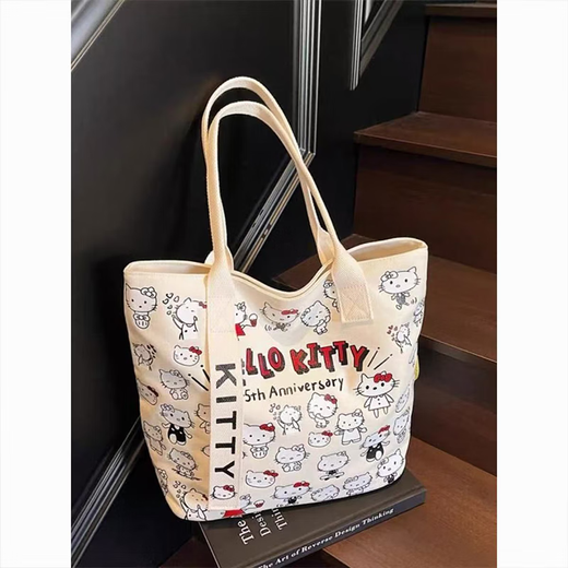 
kt commuting bag canvas bag women's large capacity KT cat yKi tote bag Hello cute bag student one-shoulder carry pink