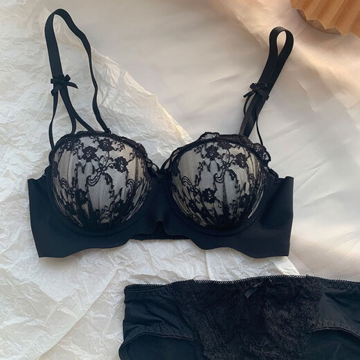 雅鹿性感蕾丝内衣女小胸聚拢无钢圈提胸bra防下垂上托纯欲少女文胸罩 香槟【单件】 M 【34/75 AB】