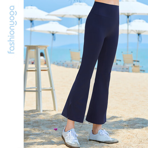 Fan Sheng Yoga Pantalon de yoga de fitness sportif nude mince avec un pantalon de yoga slim et mince à 8 points FC15781W BLUE BLACK S