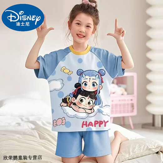 
Disney baby girls pajamas thin summer short-sleeved ice silk modal children girl Nezha 2025 home clothing new set Cherry Nezha powder [cool, breathable, skin-friendly and comfortable 160 Recommended 150-160cm Recommended height 150